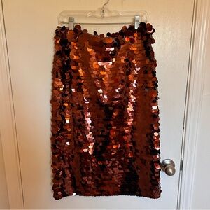 Halogen Copper Sequin Pencil Skirt